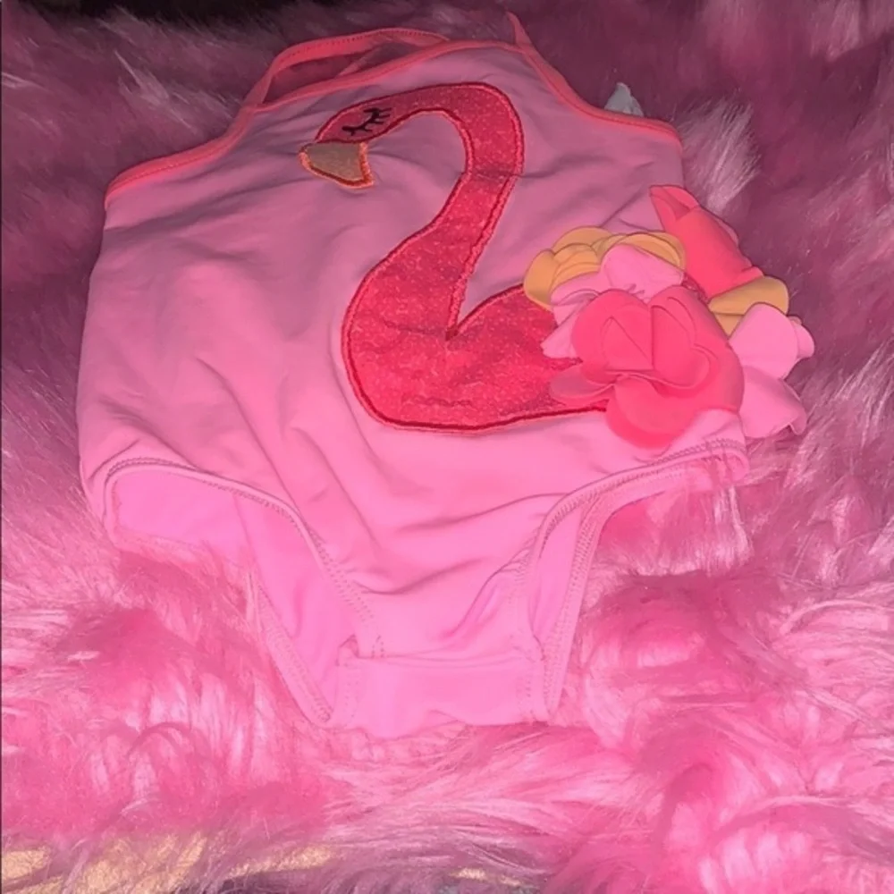 Mud pie pink flamigo bathing suit 24 …